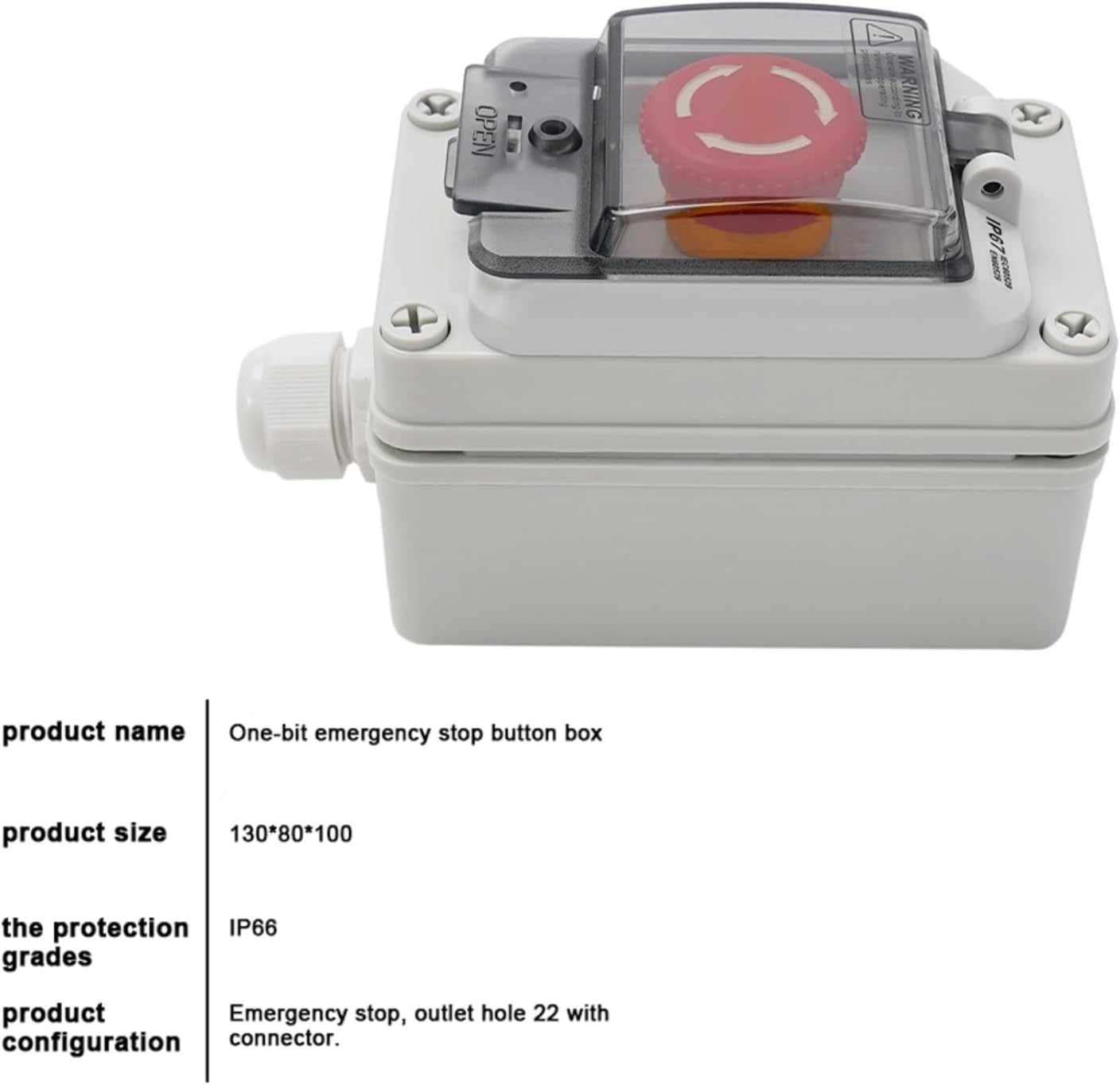 Marebm E-Stop Push Switch with Plastic Box 1