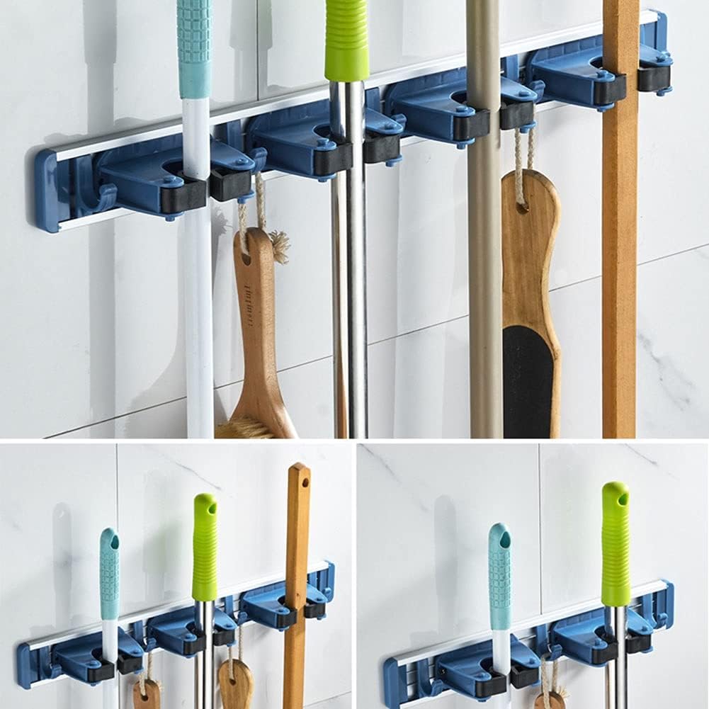 SHIJINHAO Broom Mop Holder Hook Wall Mount 35cm Blue
