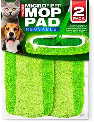 VanDuck Reusable Mop Pads for Swiffer Sweeper 2-Pack - Washable Microfiber