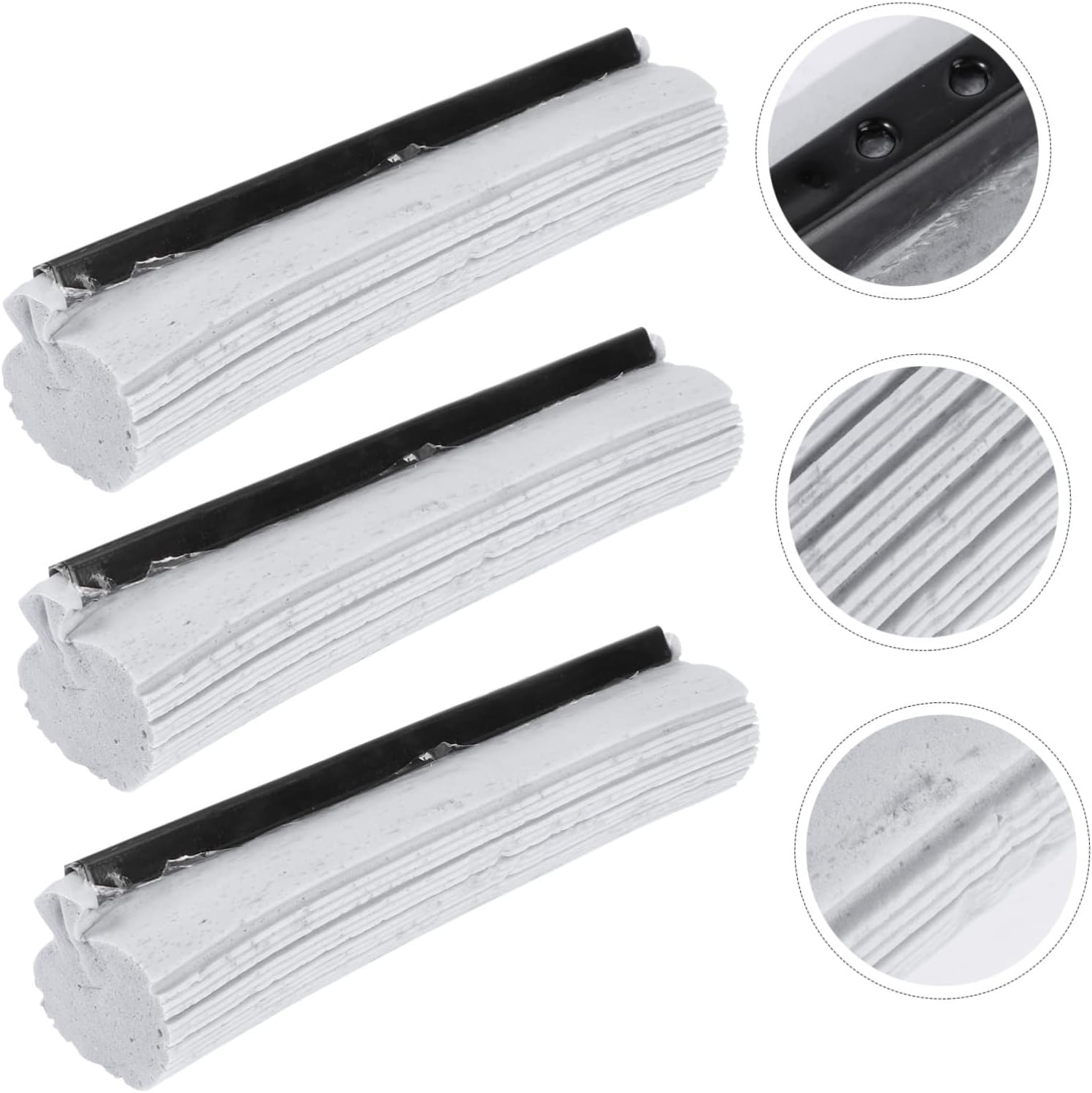 3sets Ergonomic Sponge Roller Mop Head Refills for Quick Drying