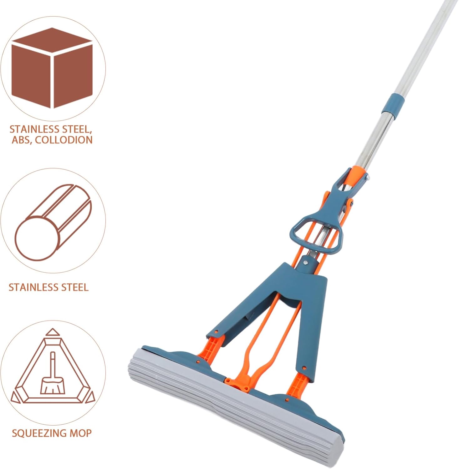 Ipetboom Reusable Sponge Mop with Long Handle