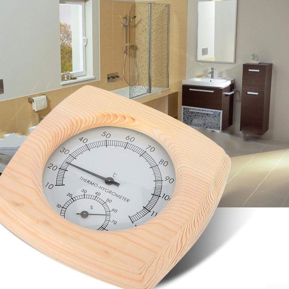 Marebm 2 in 1 Wooden Sauna Thermometer and Hygrometer