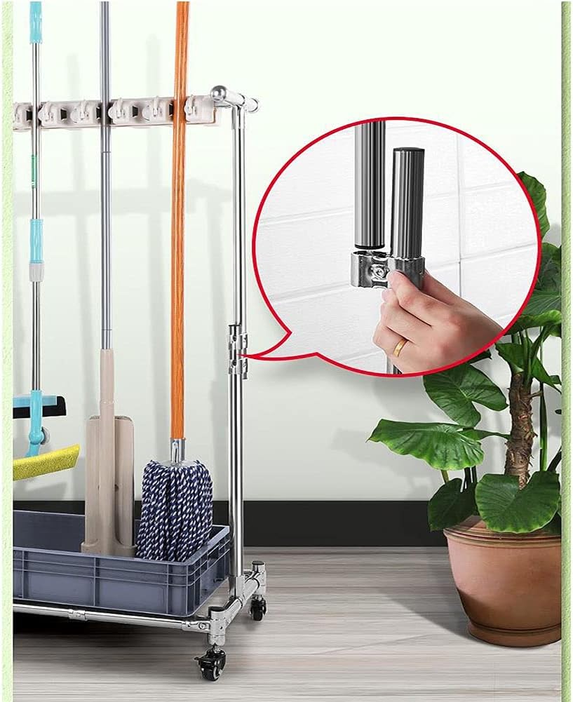 Stainless Steel Broom Mop Holder with 24 Hooks
