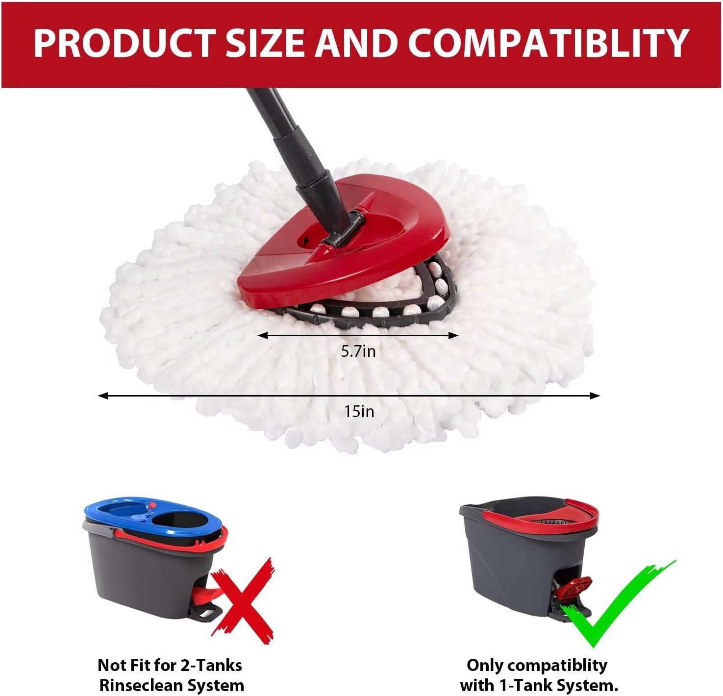 4-Pack Microfiber Mop Replacement Heads for Ocedar