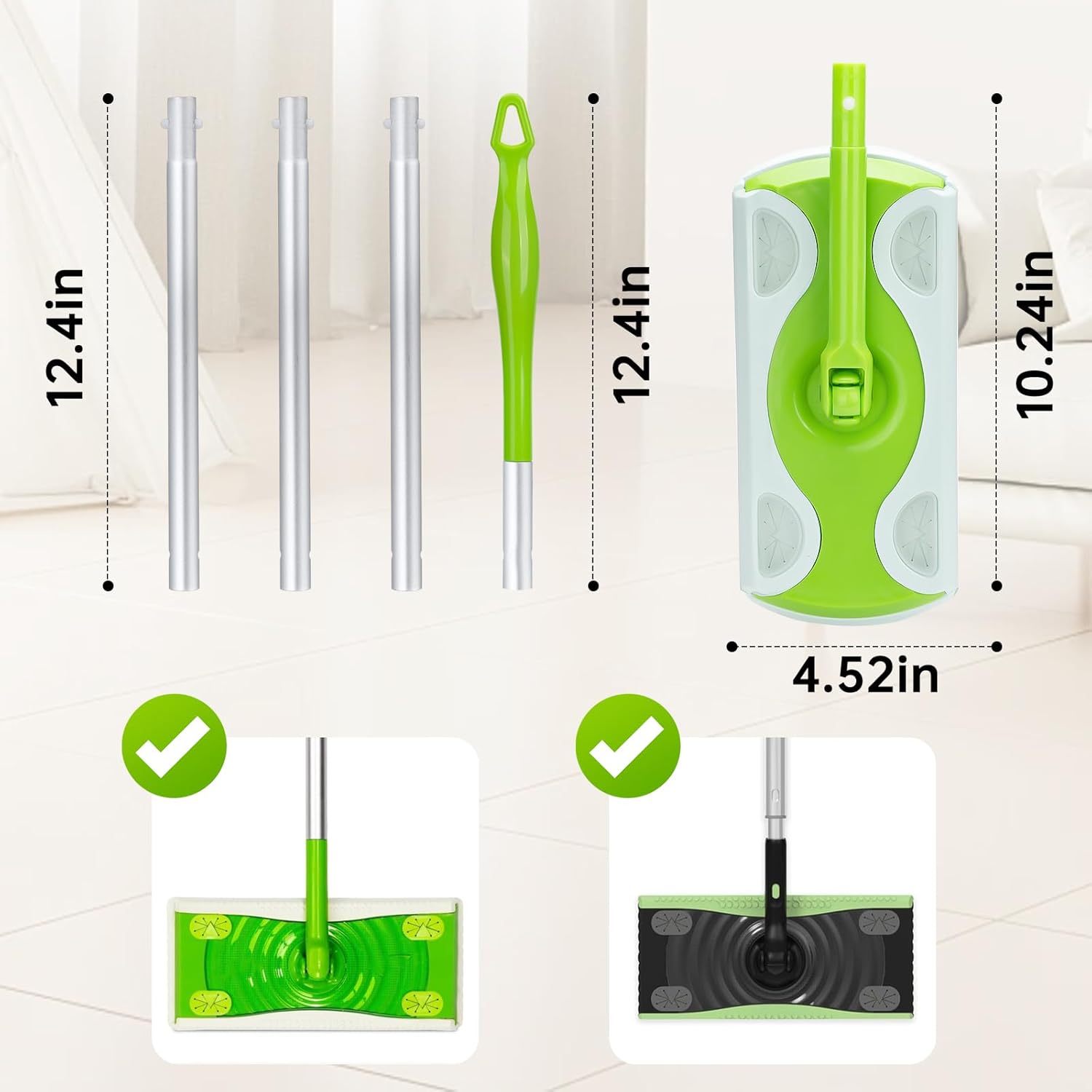LANGRUI Extra Long Detachable Mop Handle for Swiffer