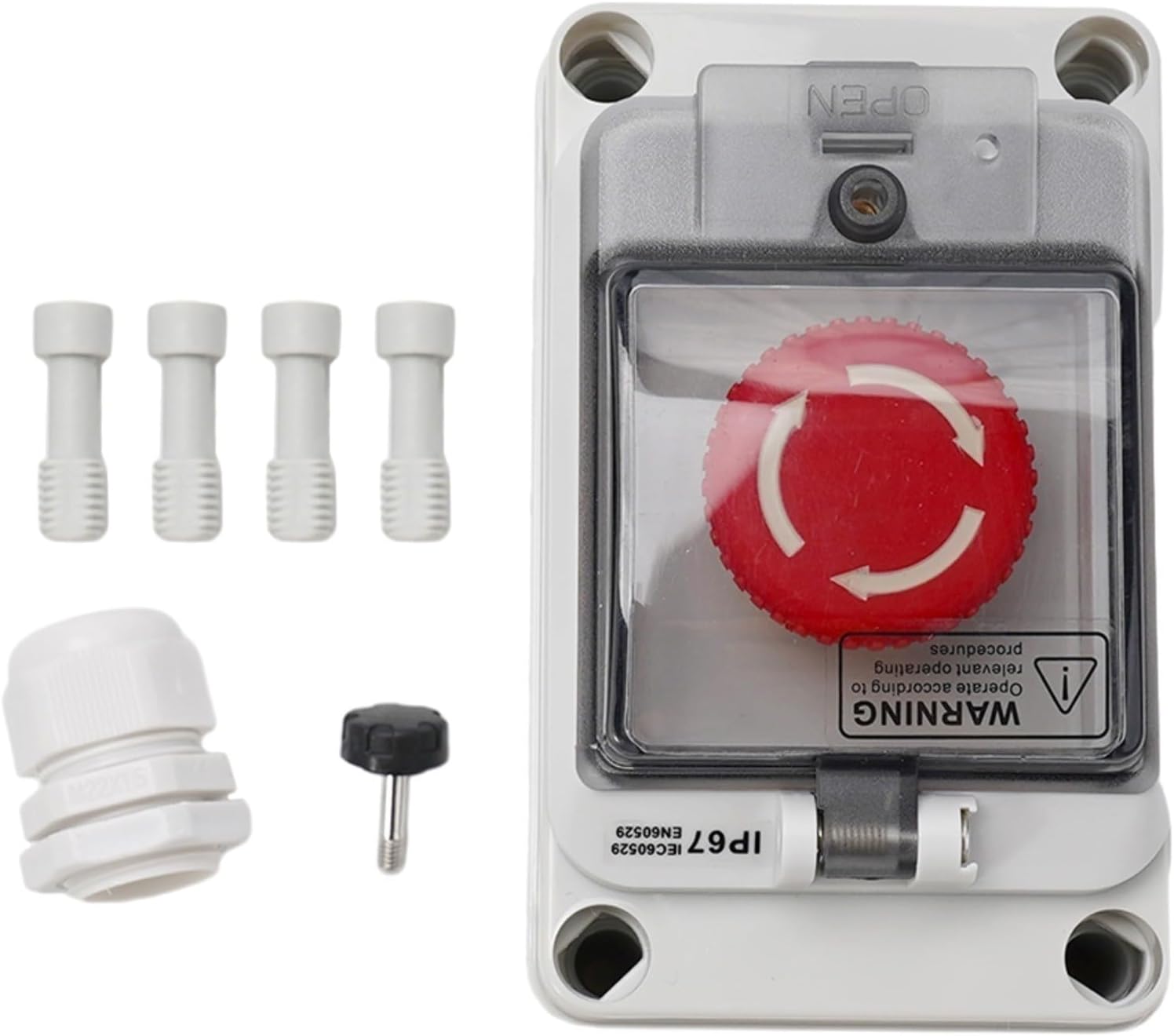 Marebm E-Stop Push Switch with Plastic Box 1