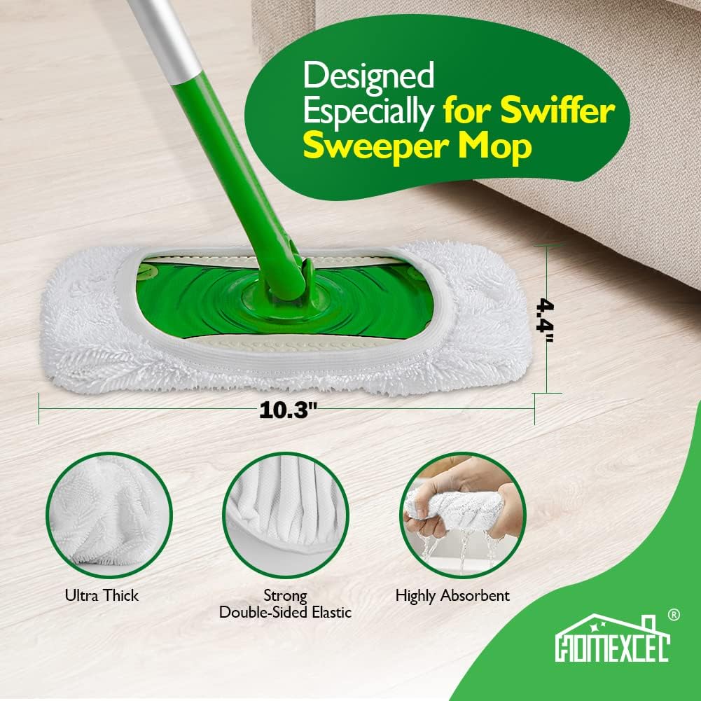 HOMEXCEL Reusable Microfiber Mop Pads Pack of 4