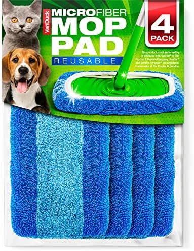 VanDuck Reusable Pet Mop Pads 4-Pack - Heavy Duty for Swiffer Sweeper