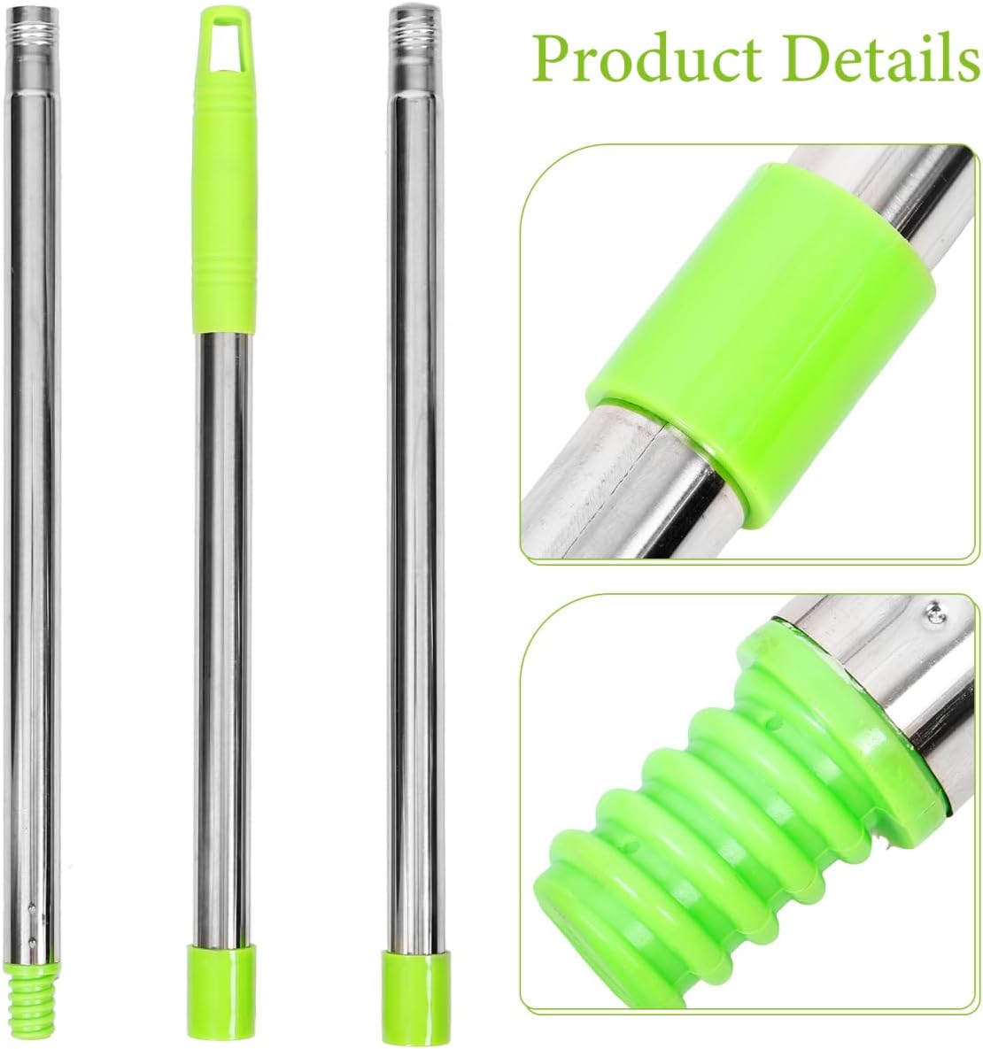 Ipetboom Adjustable 3-Section Mop Handle with Green Thread