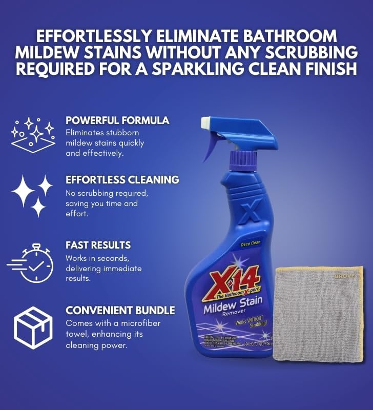 GROVE Malco X-14 Mildew Remover 1 Qt with Microfiber Cloth