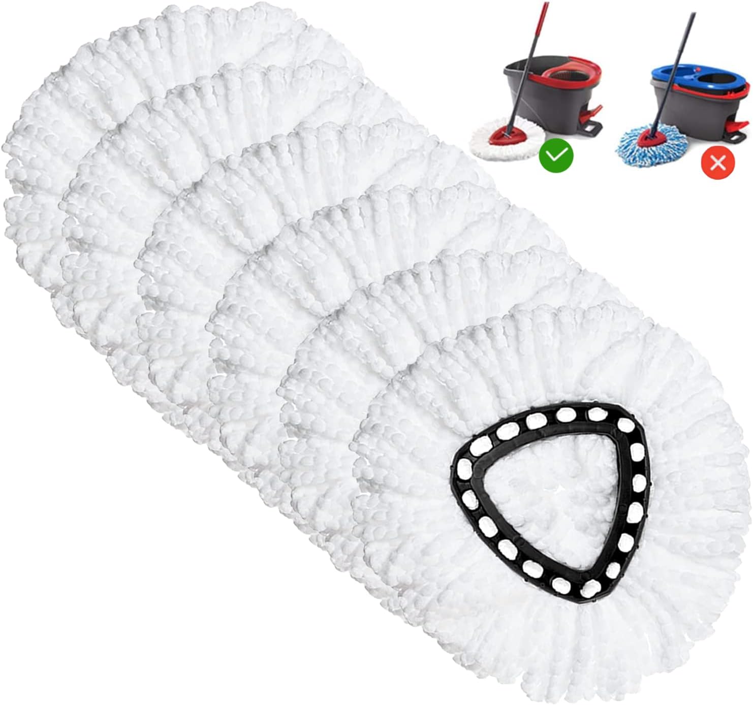 Higfra Spin Mop Refill 6 Pack Microfiber Replacement Head