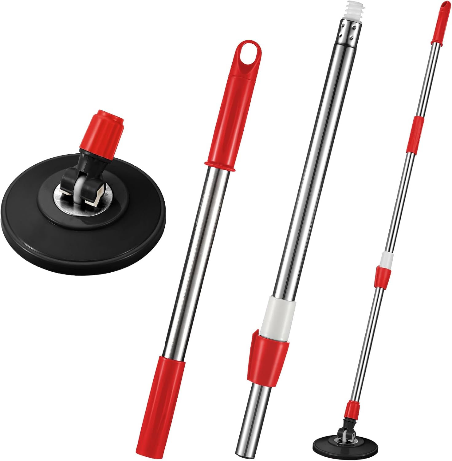 Rtteri Spin Mop Handle Replacement - Rotating Telescoping Pole for Cleaning Black