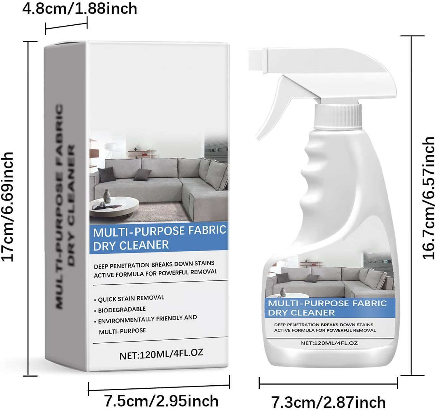 Faithfulm Fabric Couch Cleaner Stain Remover Spray 120ml 1