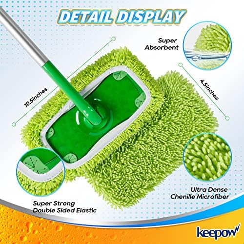 KEEPOW Reusable Mop Pads 4 Pack for Swiffer Sweeper