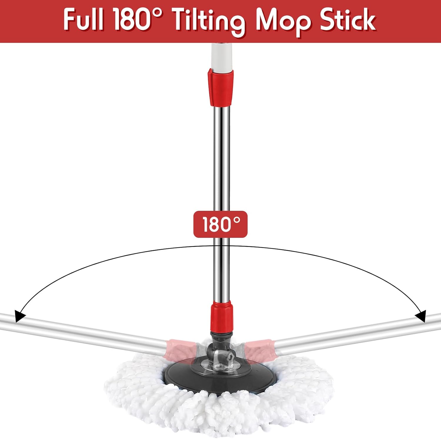 Rtteri Spin Mop Handle Replacement - Rotating Telescoping Pole for Cleaning Black