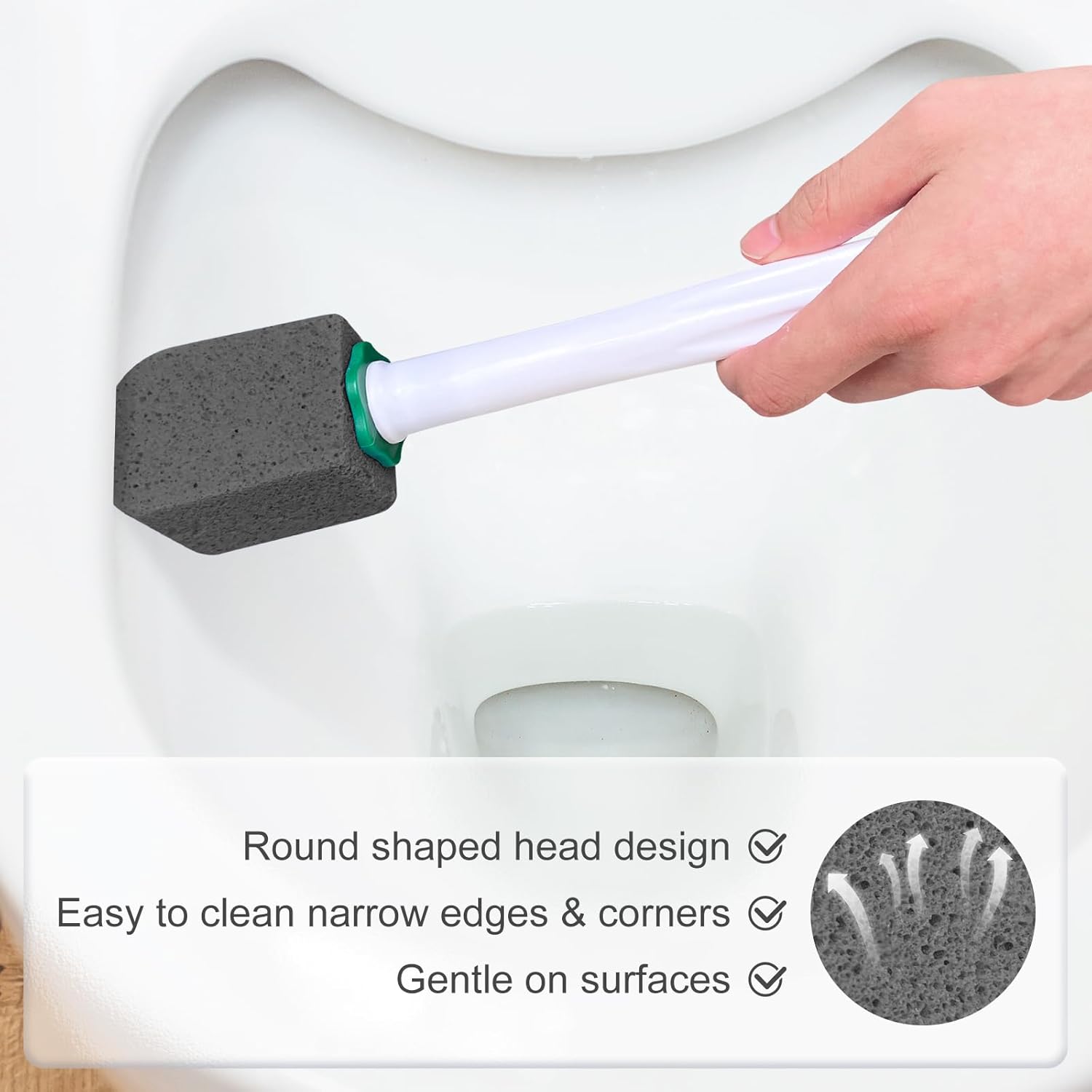 Xuelimei 12pcs Pumice Stone Set with 2pcs Long Handle Toilet Brush
