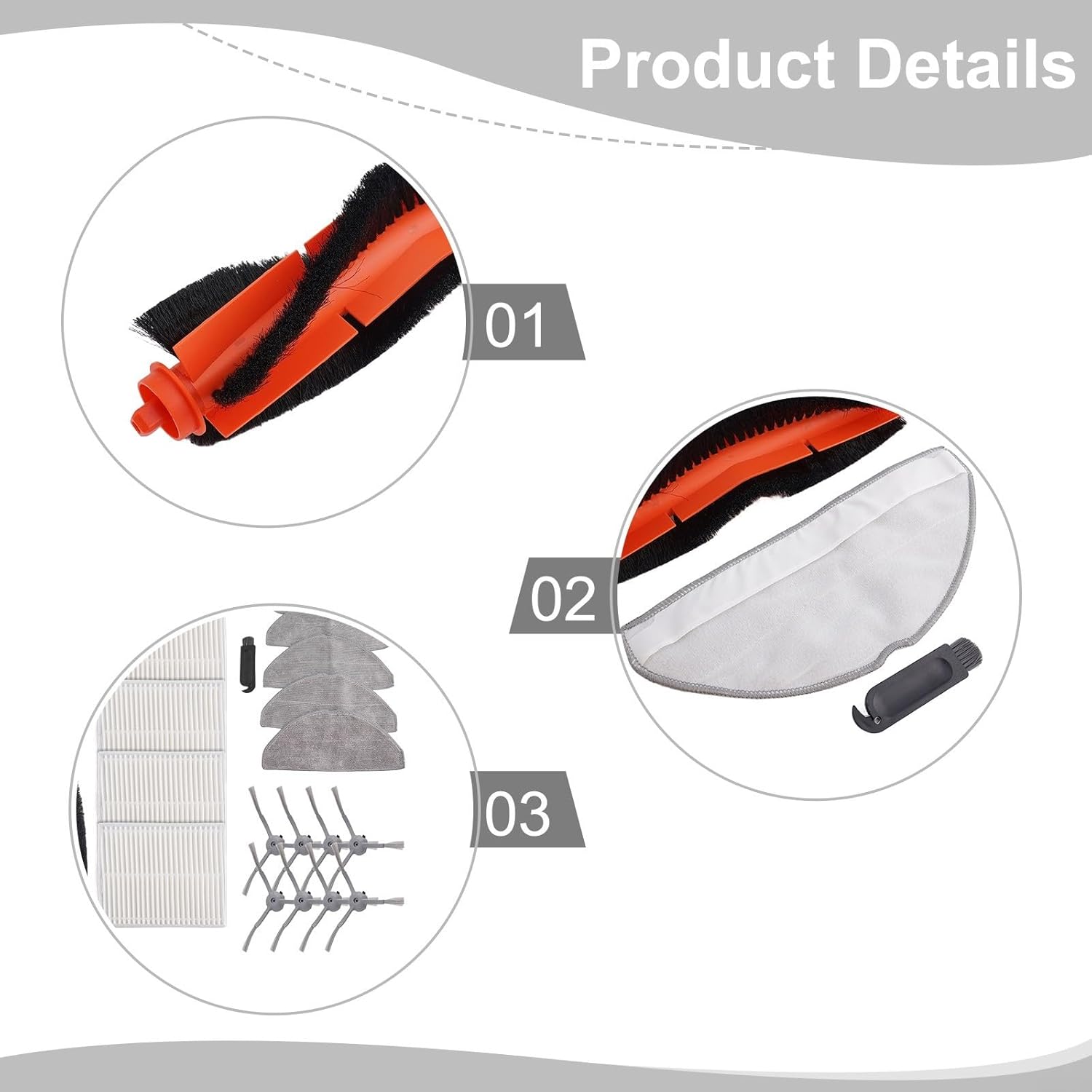 Replacement Parts Kit for Honiture V8 Pro Robot Vacuum