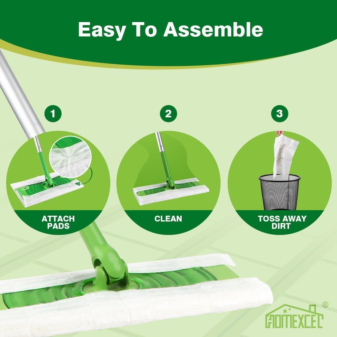 HOMEXCEL Dry Mopping Pads 120 Count for Swiffer Sweeper