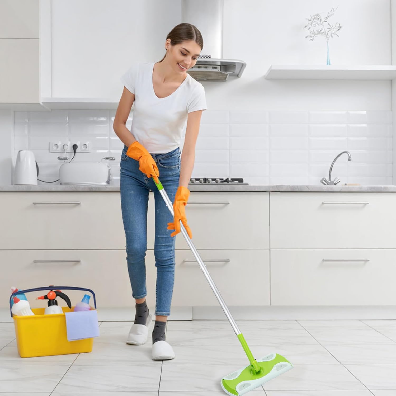 LANGRUI Extra Long Detachable Mop Handle for Swiffer