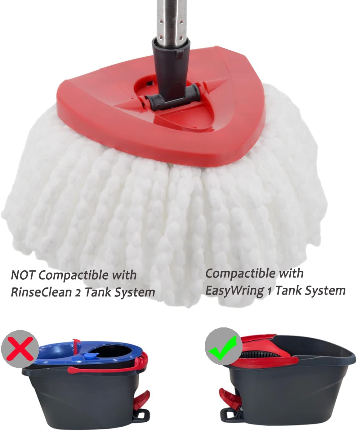 4 Pack Microfiber Spin Mop Refill Heads for Hard Floors