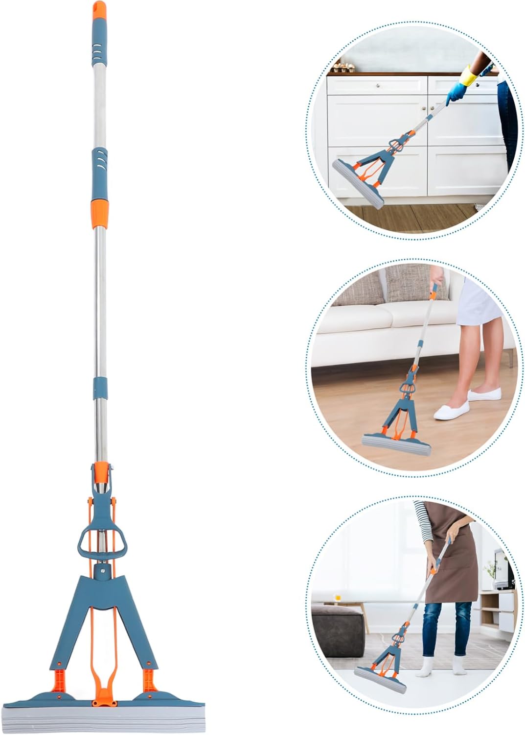 Ipetboom Reusable Sponge Mop with Long Handle