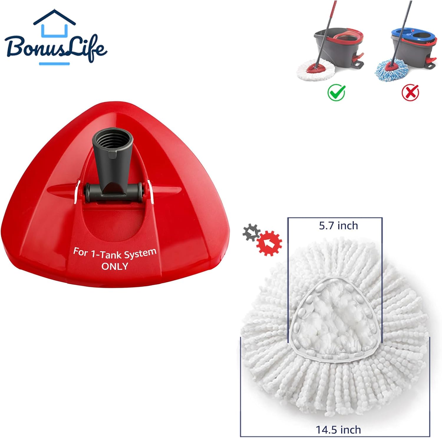 BonusLife 2-Pack Mop Head for EasyWring 1-Tank Spin Mop System