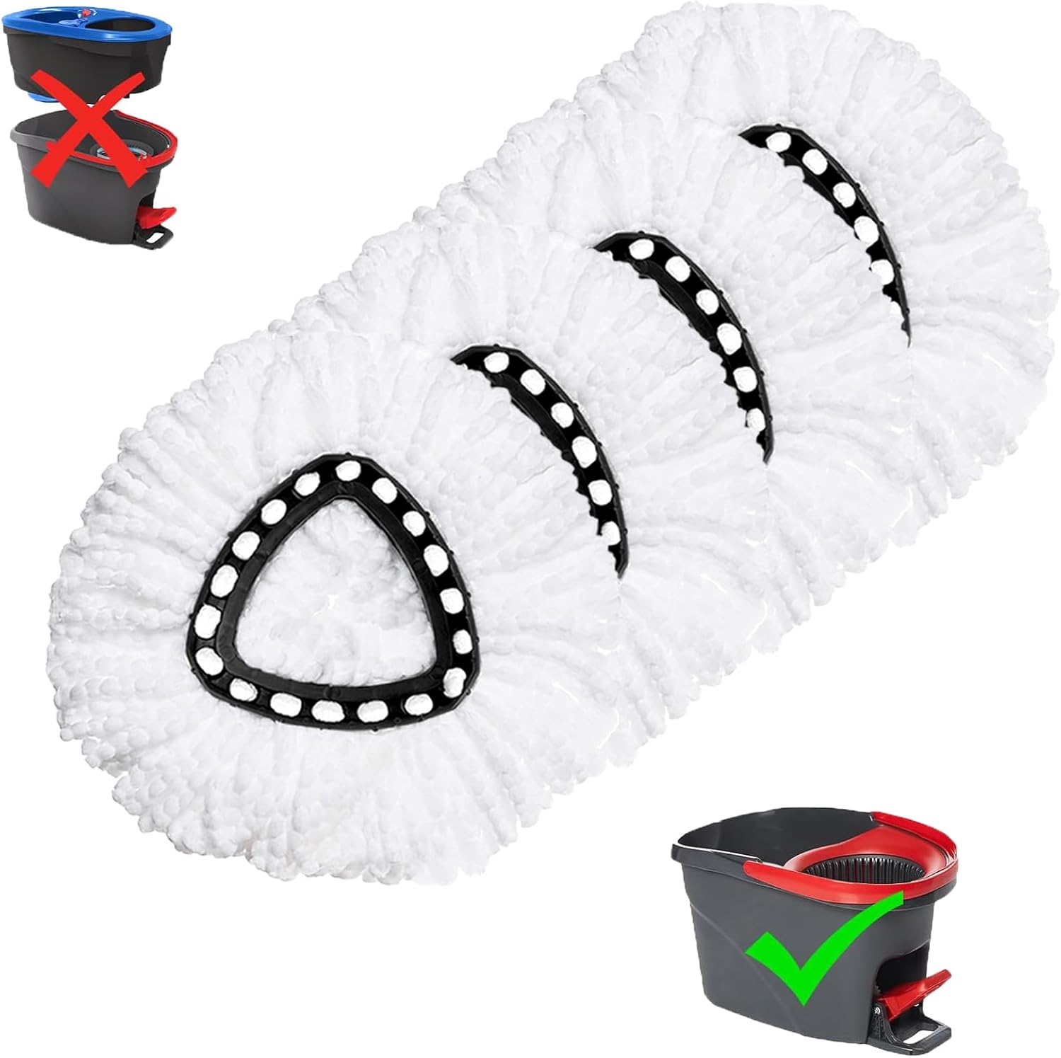 4 Pack HANZENMA Mop Replacement Heads for O-Cedar EasyWrin Spin Mop
