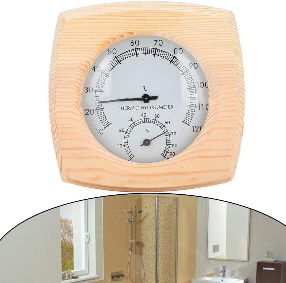 Marebm 2 in 1 Wooden Sauna Thermometer and Hygrometer