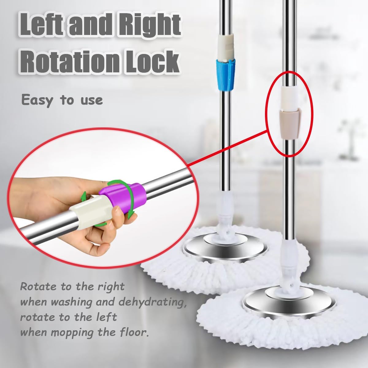 Midremer Extended Spin Mop Handle 60 Inch