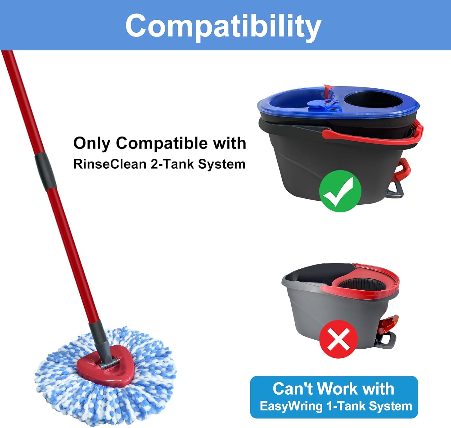 DLAIMI Spin Mop Replacement Heads Combo Set