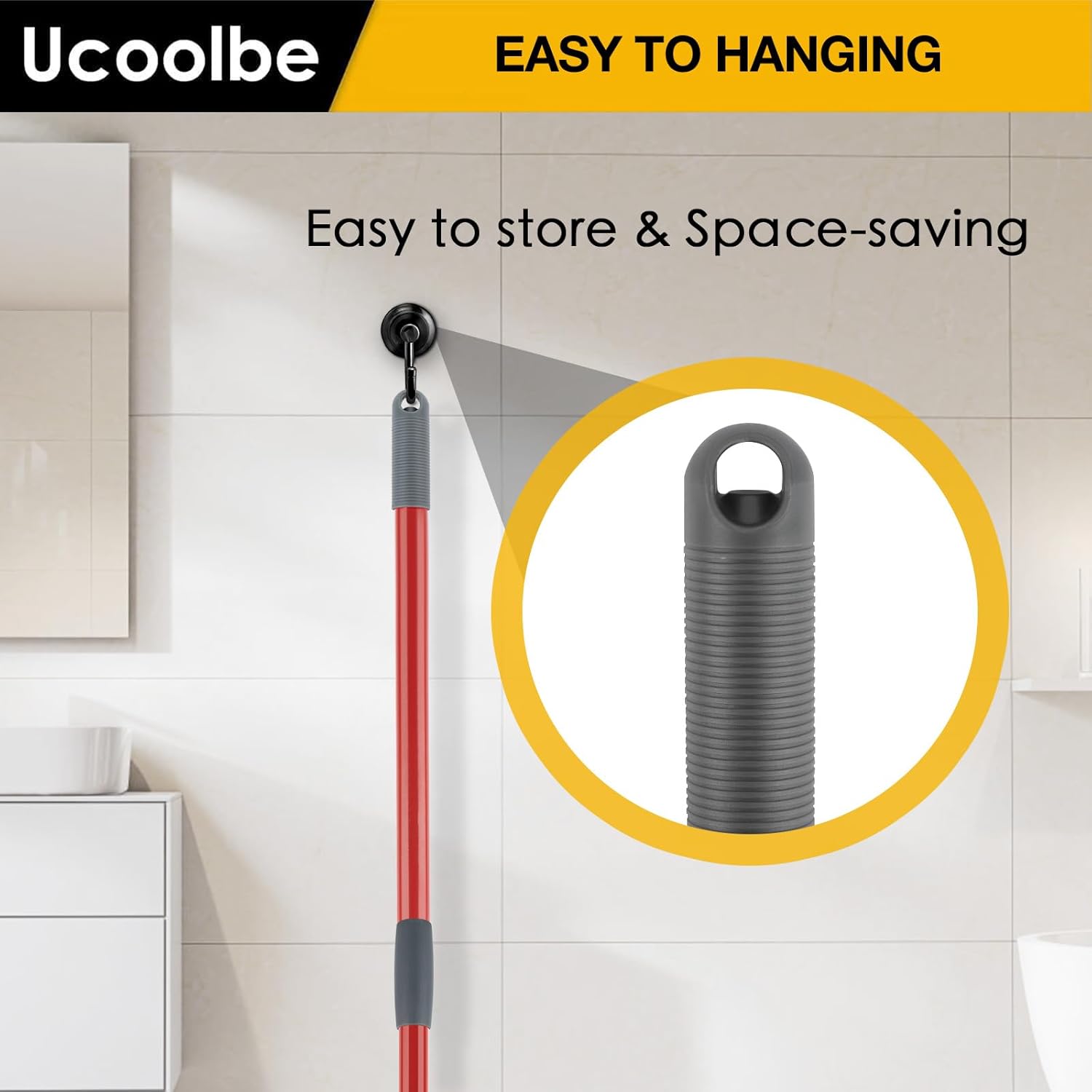 Ucoolbe Spin Mop Handle Replacement 4-Piece Adjustable 30-58
