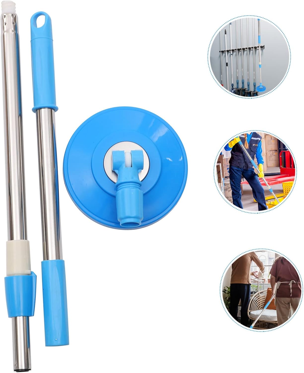 Ipetboom Mop Pole Replacement Stainless Steel Rod Rotating Handle