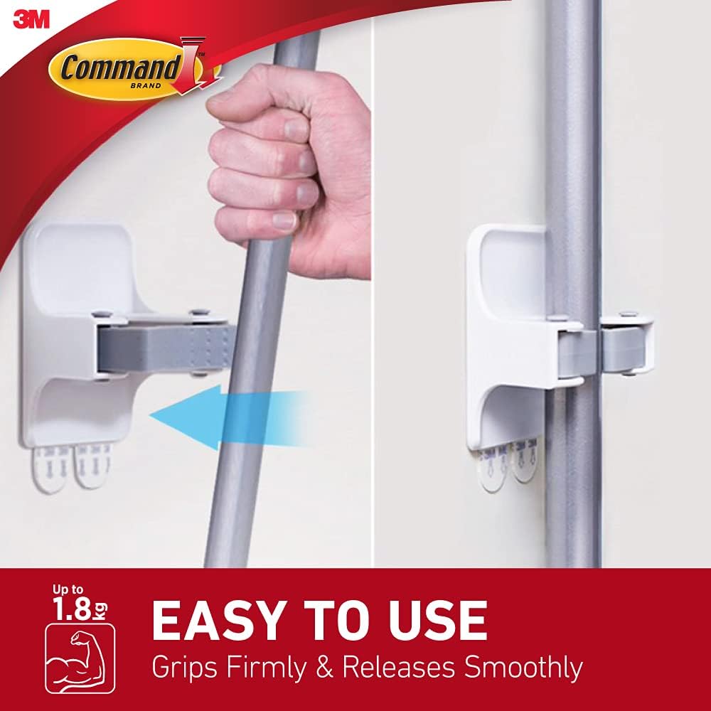 Command Broom and Mop Wall Hook No Tools Damage Free Holder