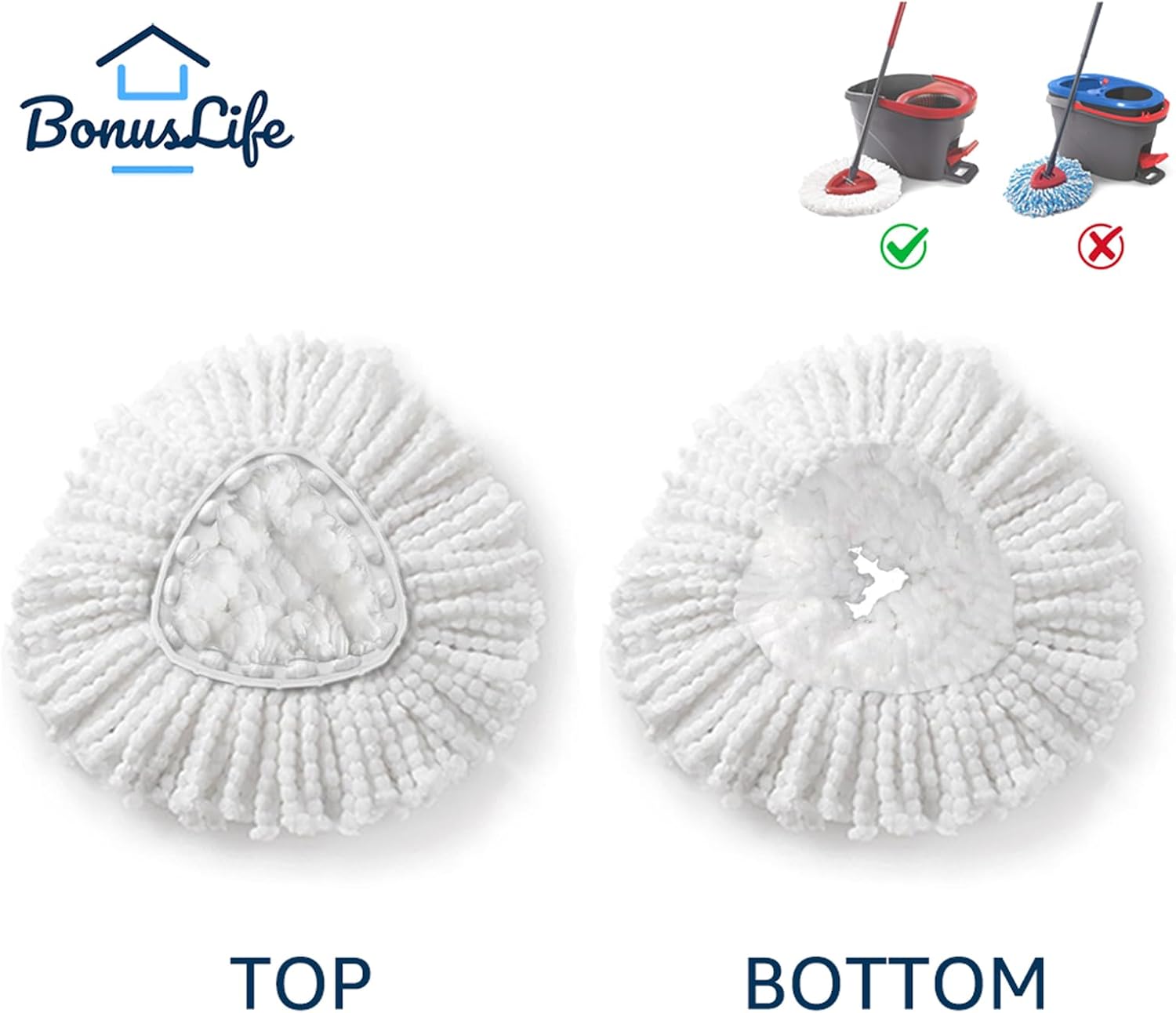 BonusLife 2-Pack Mop Head for EasyWring 1-Tank Spin Mop System