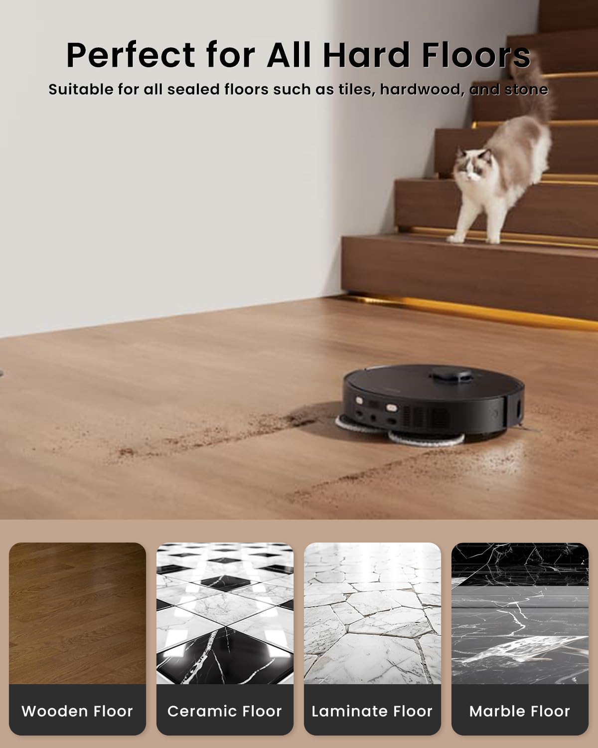 6Pcs Microfiber Mop Cloths for Roborock Robot Vacuums