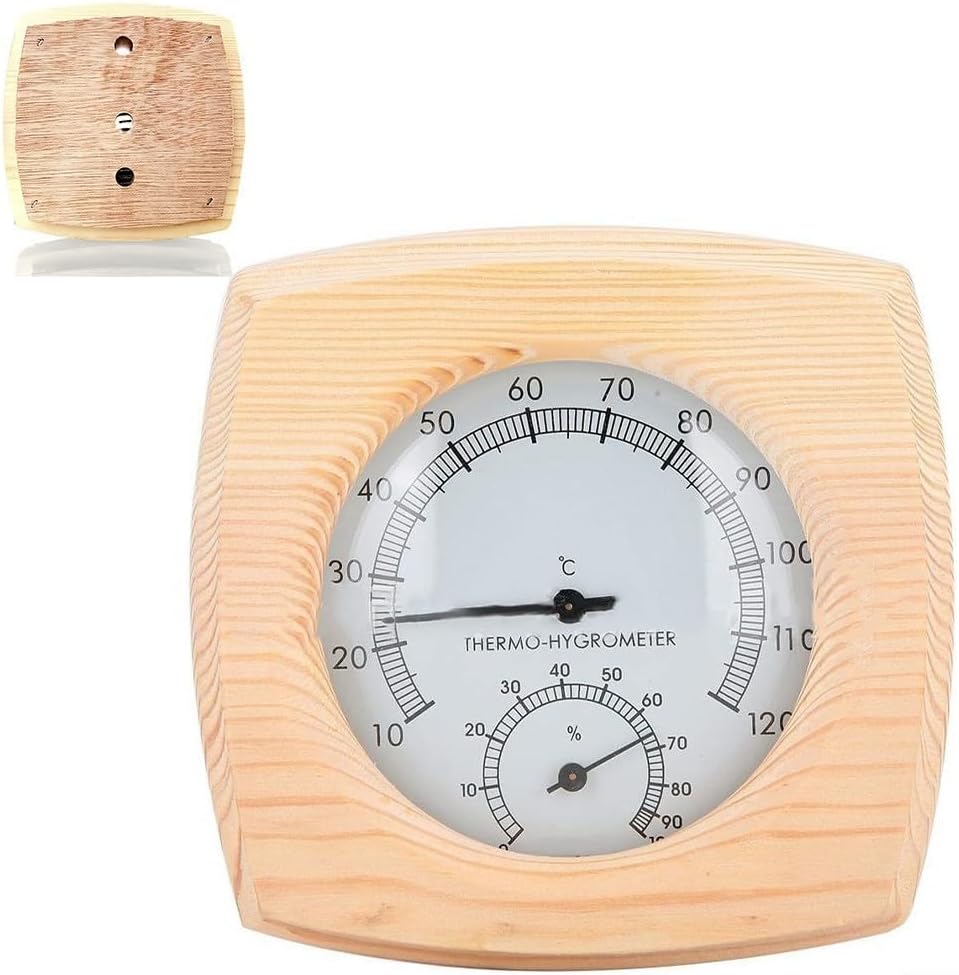 Marebm 2 in 1 Wooden Sauna Thermometer and Hygrometer