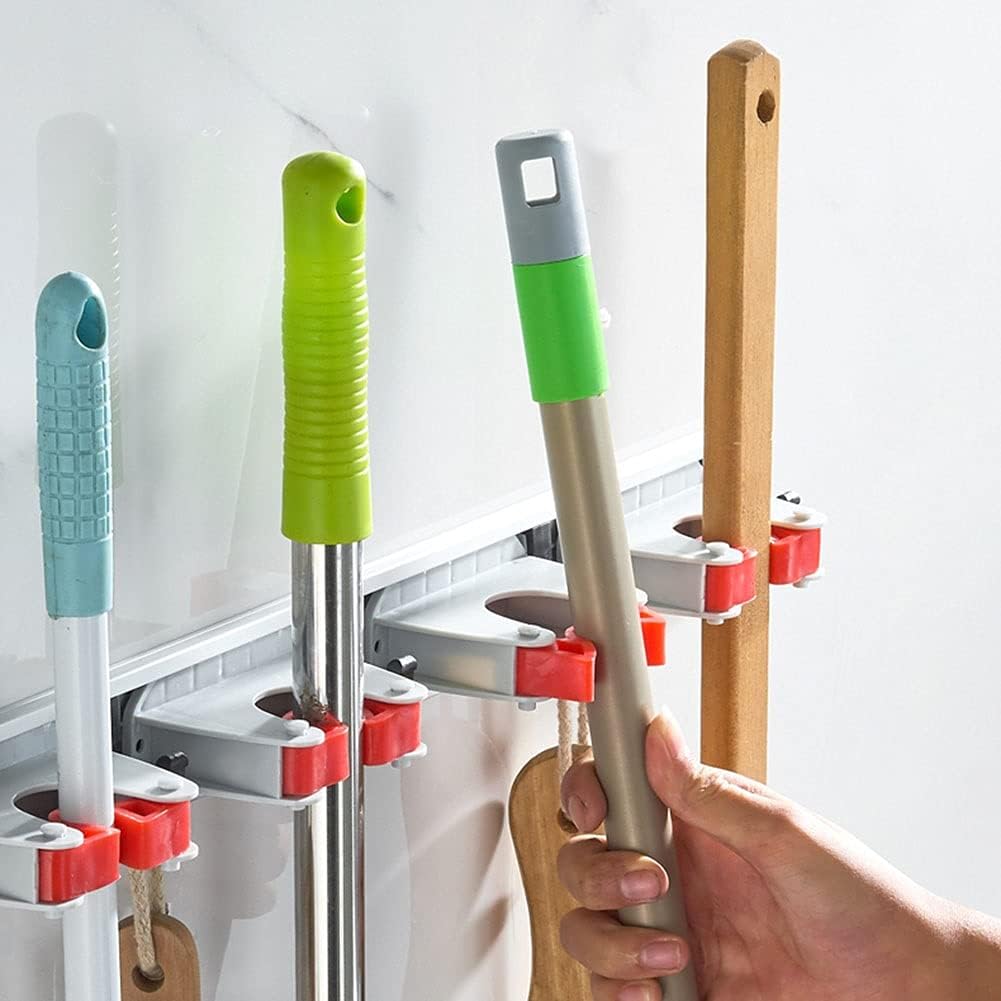 SHIJINHAO Broom Mop Holder Hook Wall Mount 35cm Blue