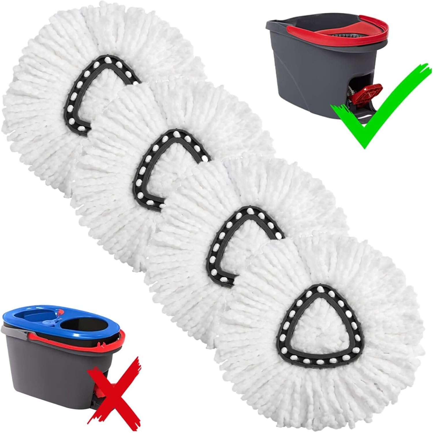 4-Pack Microfiber Mop Replacement Heads for Ocedar