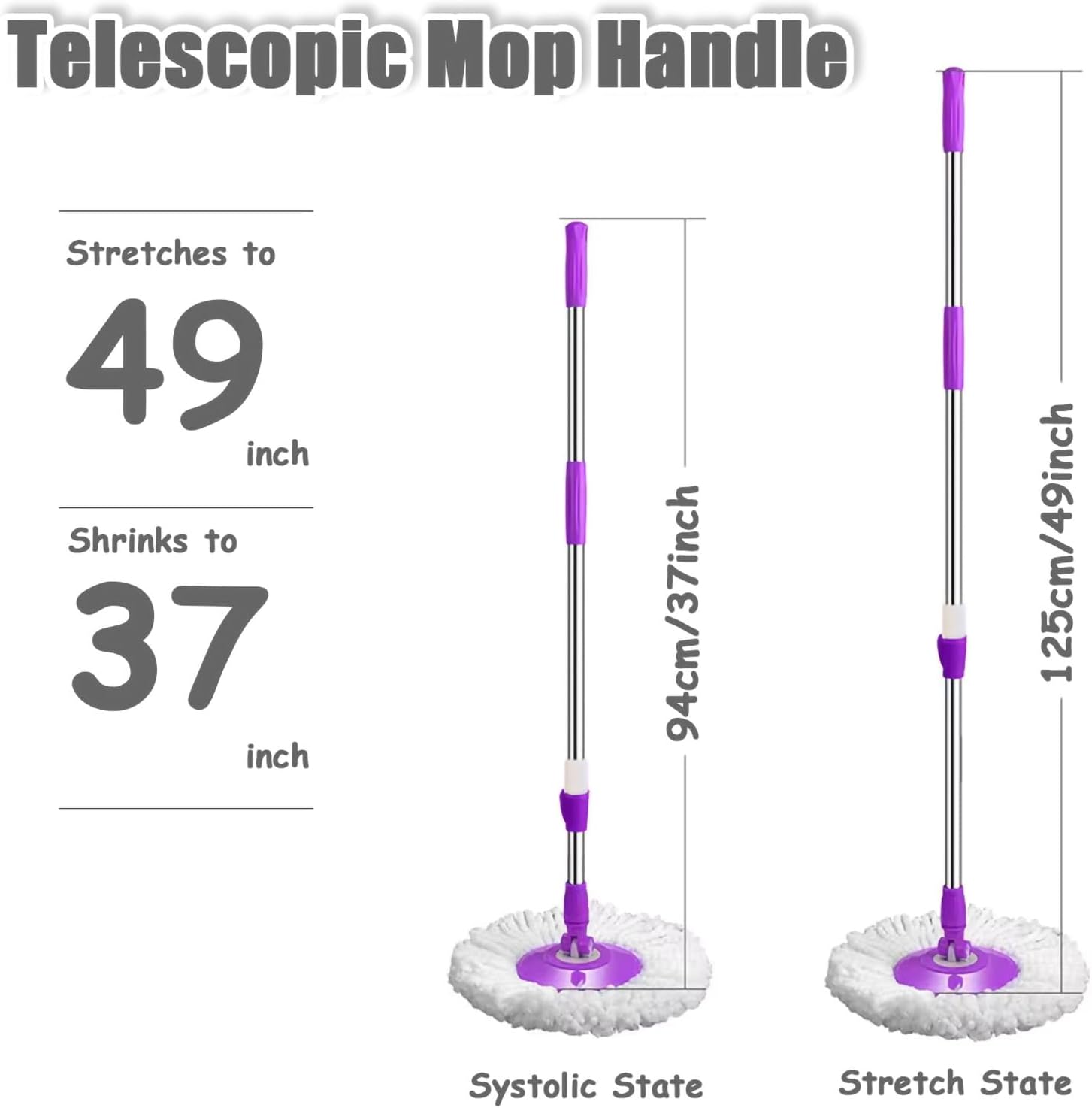 Midremer Spin Mop Replacement Handle 49-inch