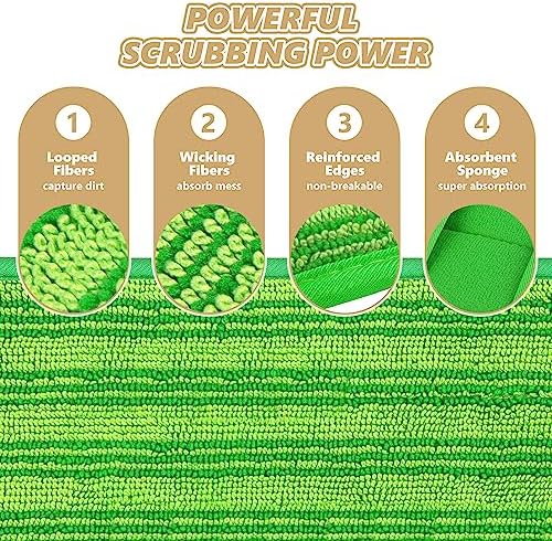 PAPCLEAN Reusable Mop Pads for Swiffer - 3 Pack Green