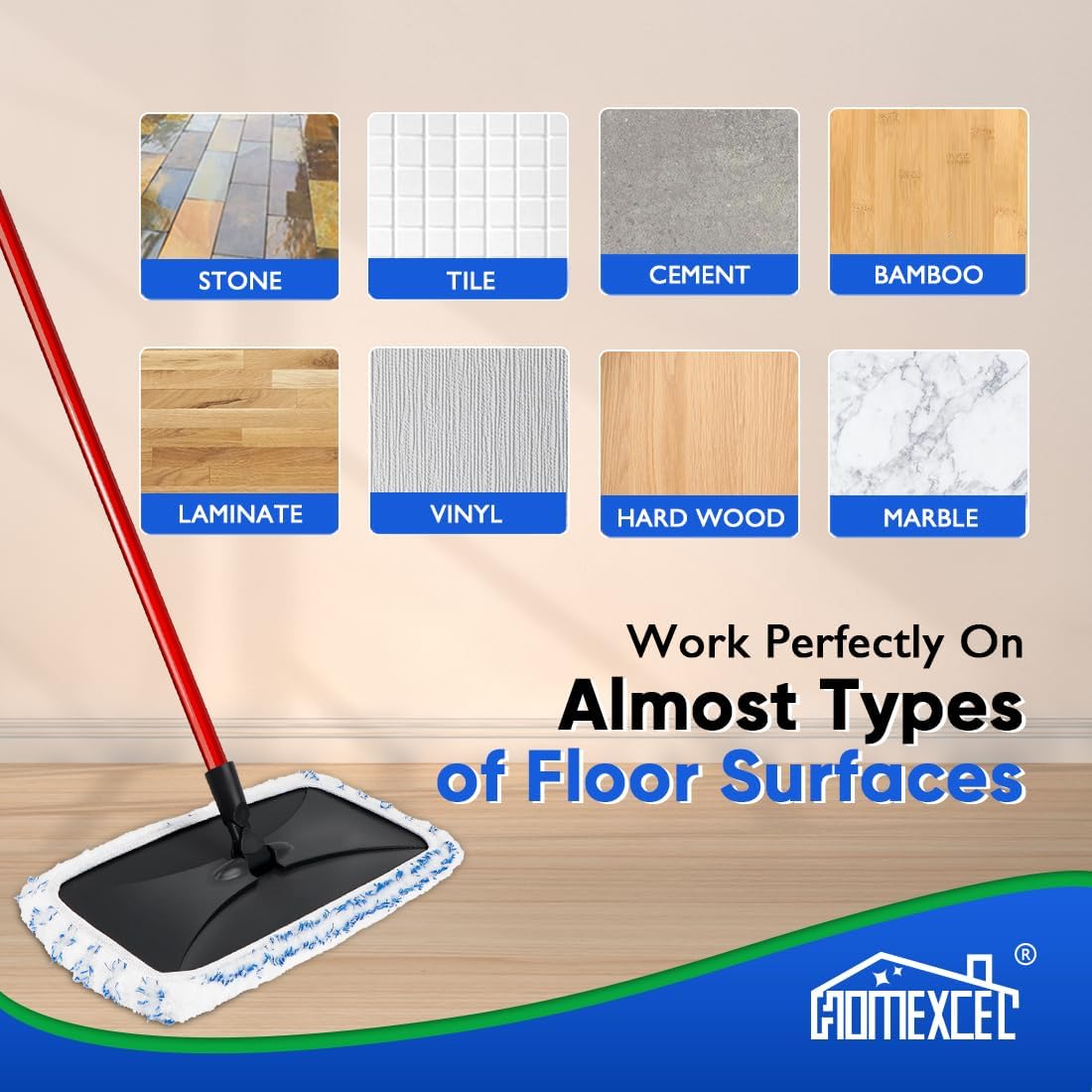HOMEXCEL Reusable Microfiber Mop Pads 2 Pack