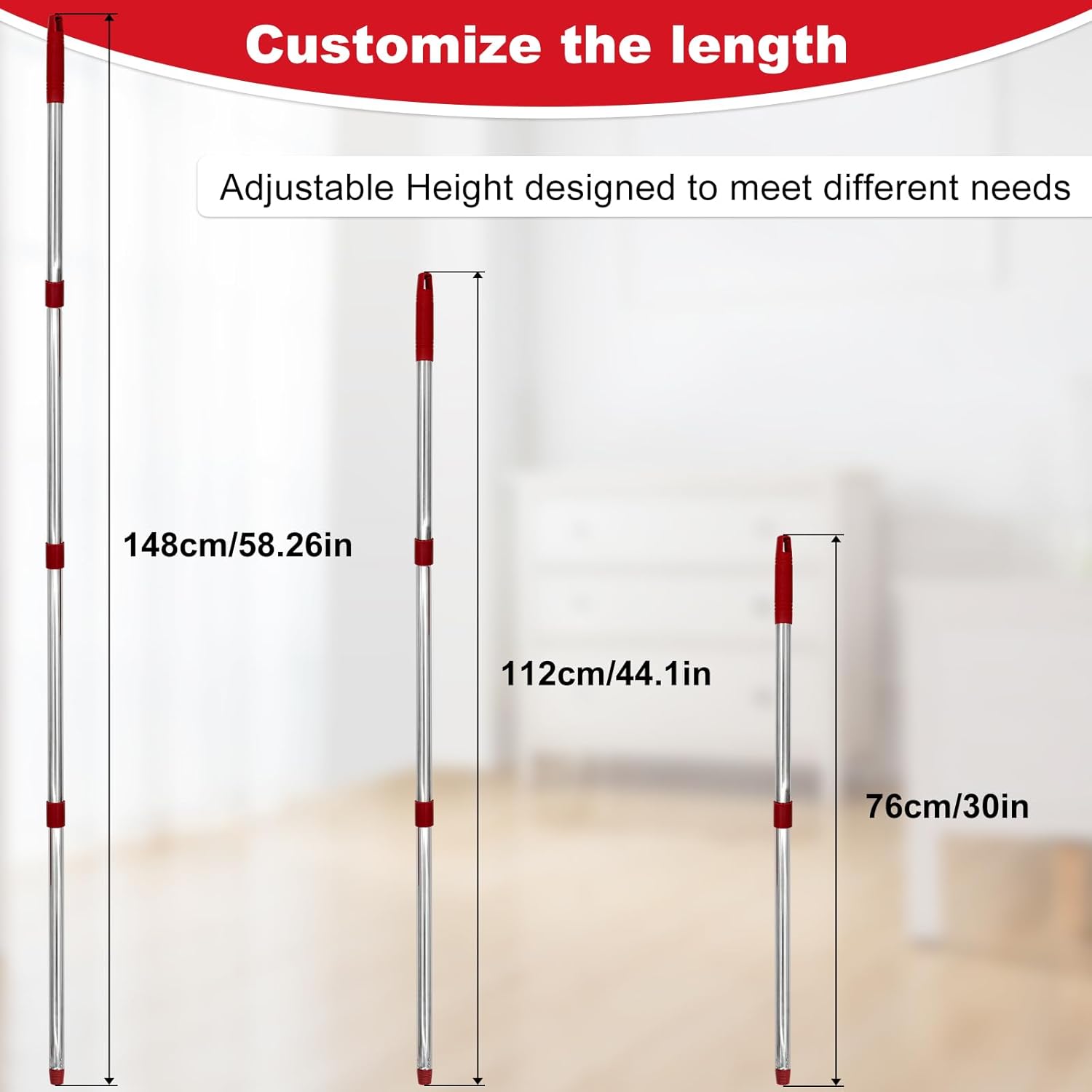 Aiyiried 4-Section Adjustable Mop Handle for O-Cedar