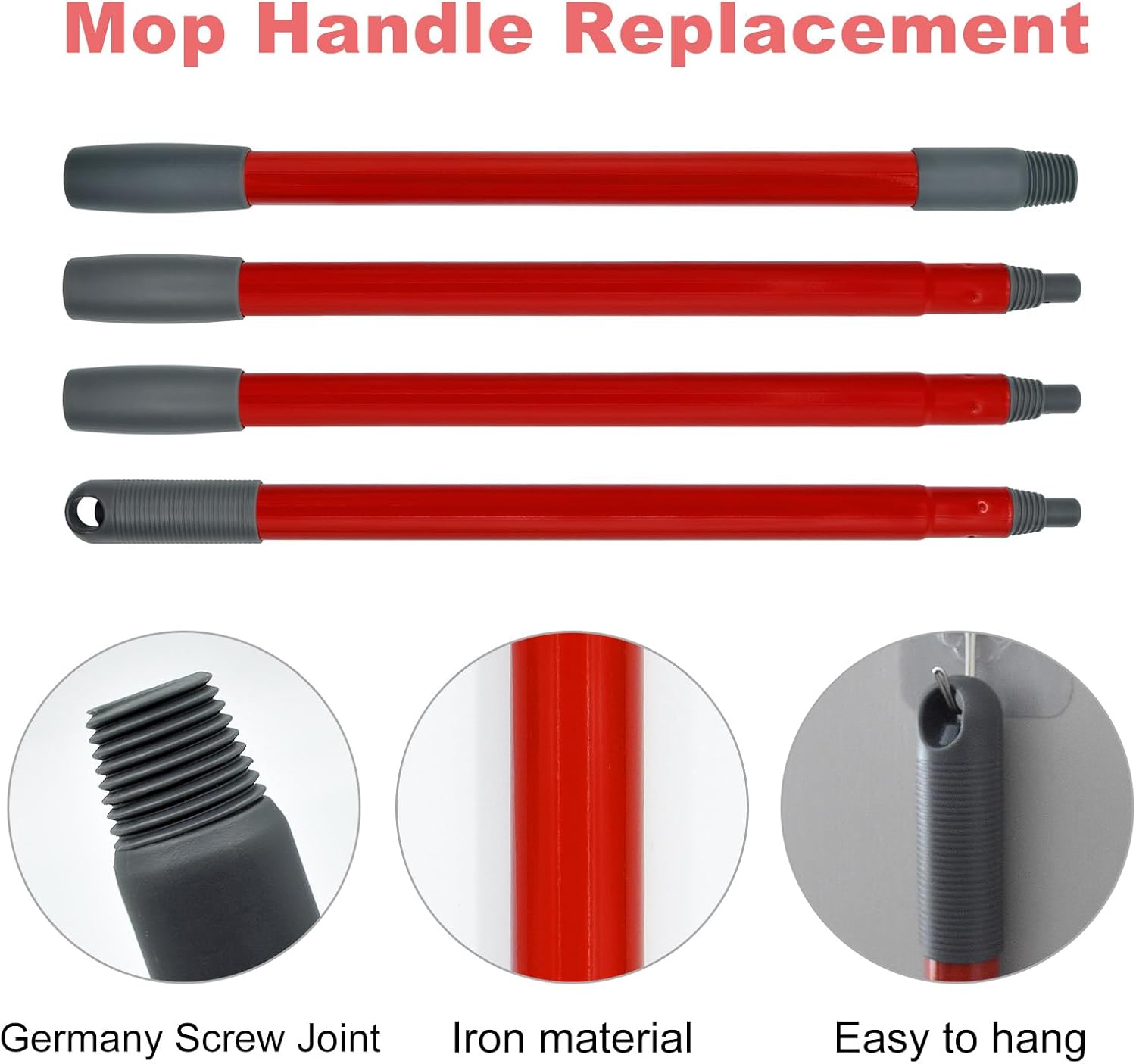 Hezane 4-Section Spin Mop Handle Base Set