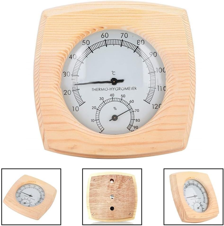 Marebm 2 in 1 Wooden Sauna Thermometer and Hygrometer