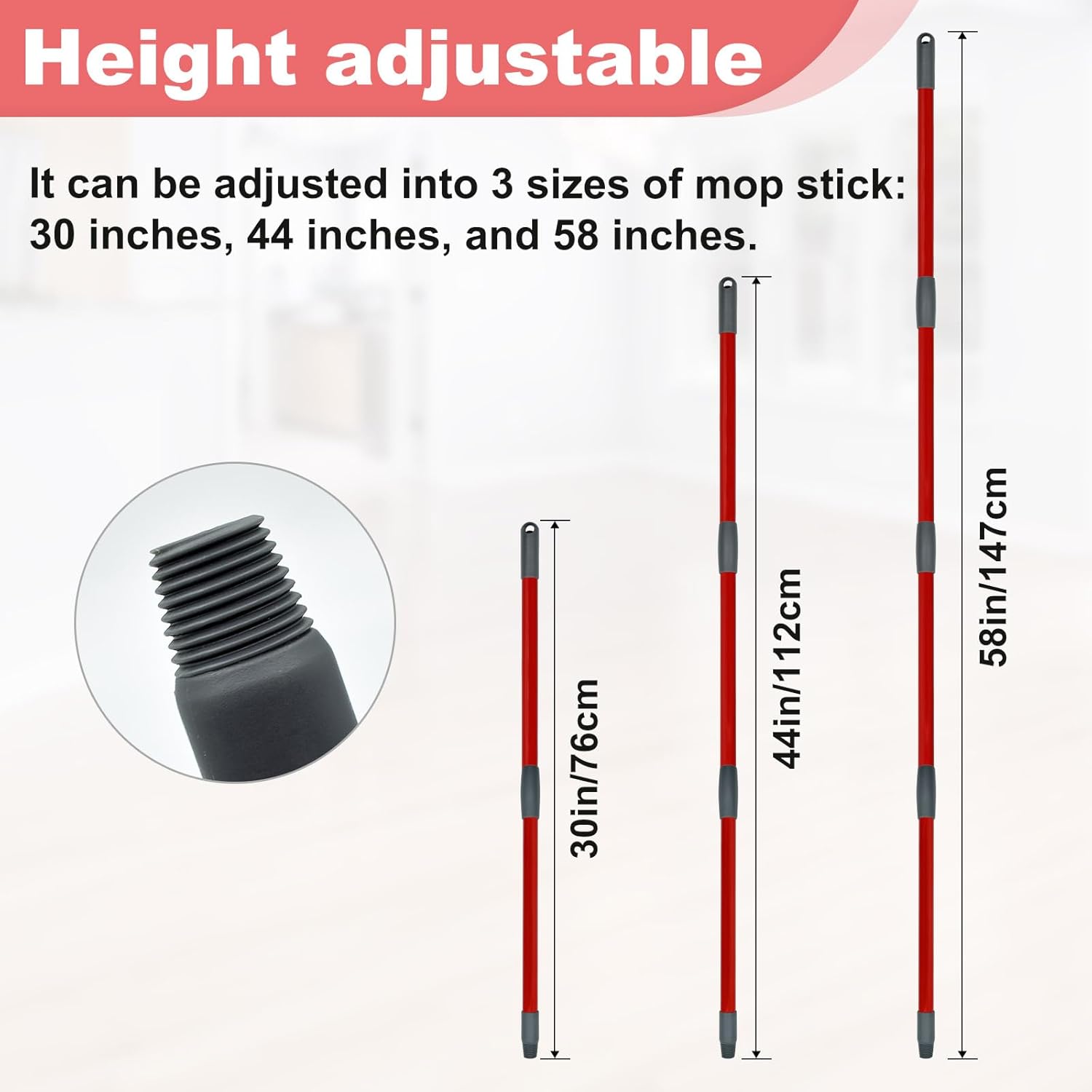 Hezane 4-Section Spin Mop Handle Base Set