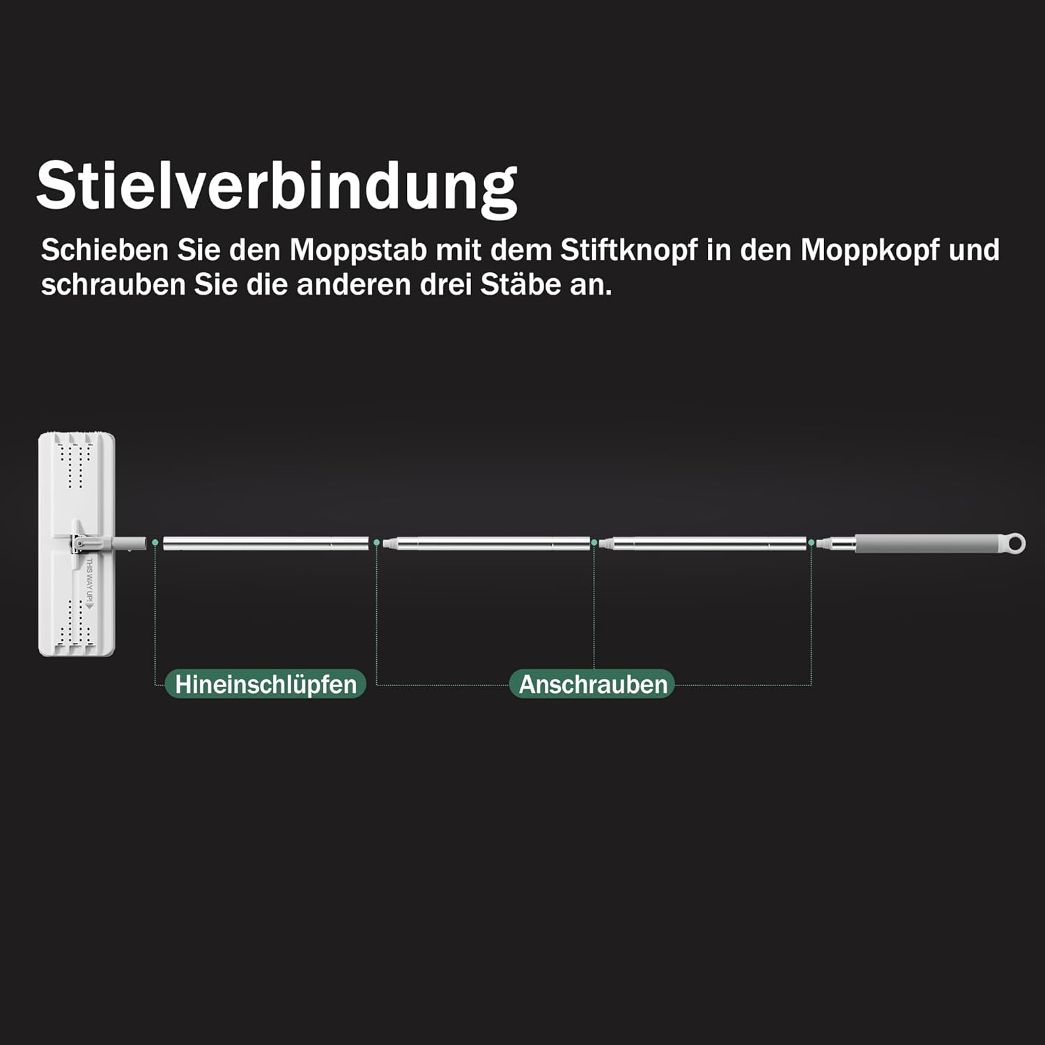 JOYMOOP Mop Handle Extension Rods Pack of 2