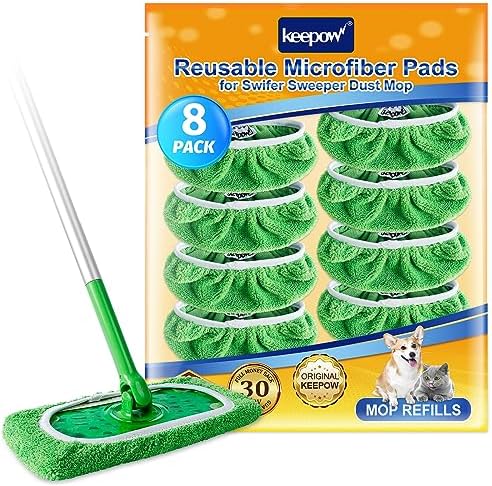 KEEPOW 8 Pack Reusable Mop Pads for Swiffer