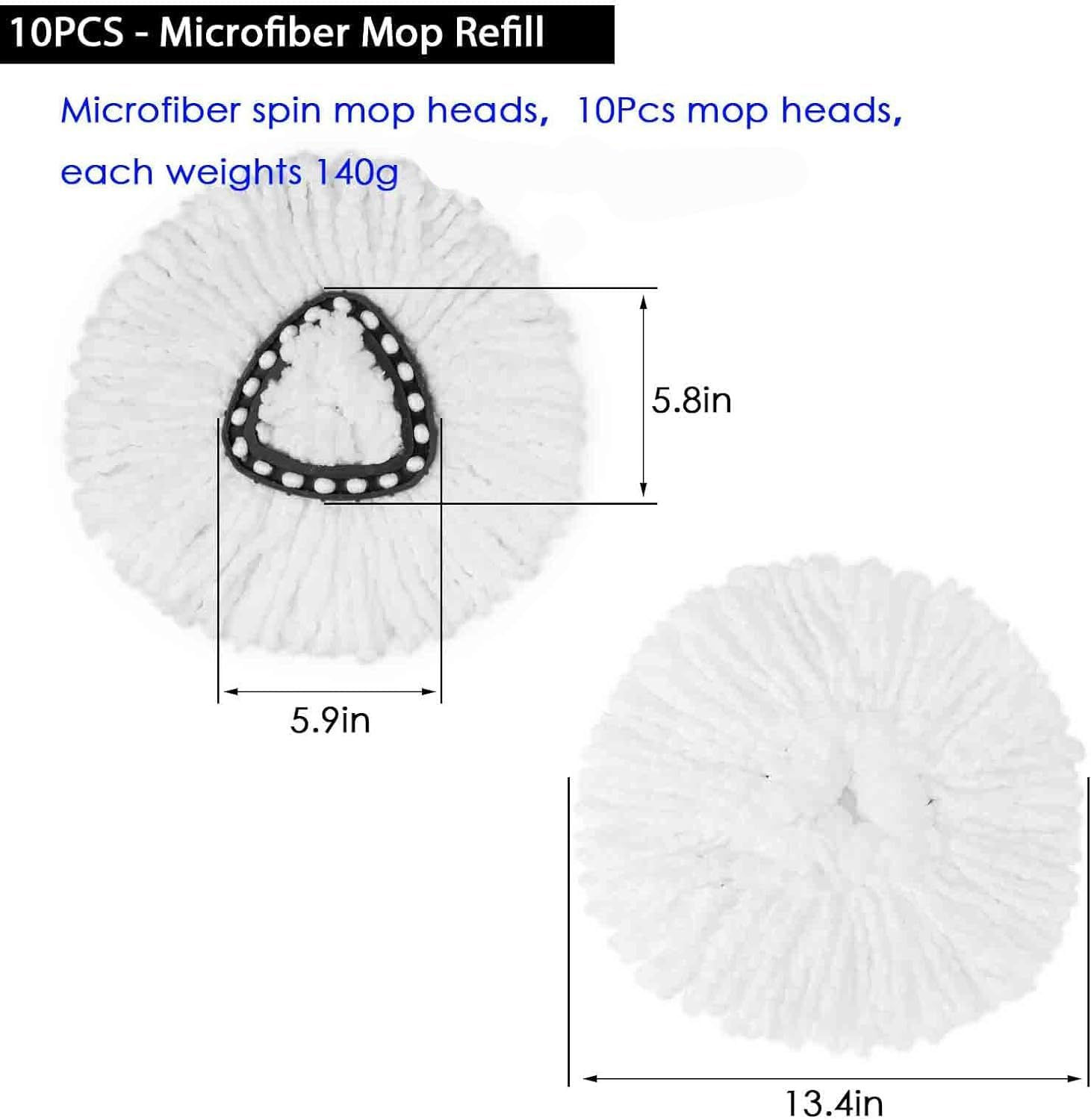 High-PQ 10Pack Microfiber Spin Mop Heads