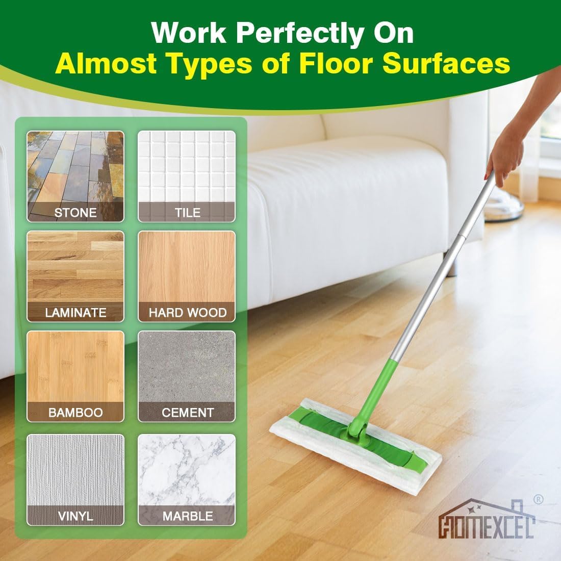 HOMEXCEL Dry Mopping Pads 120 Count for Swiffer Sweeper