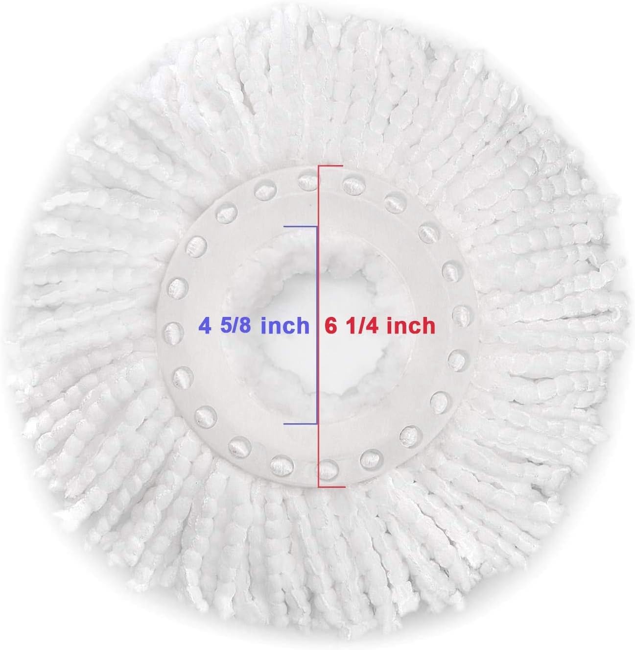 Tidy Monster 6 Pack Spin Mop Replacement Heads - Microfiber Mop Refills White